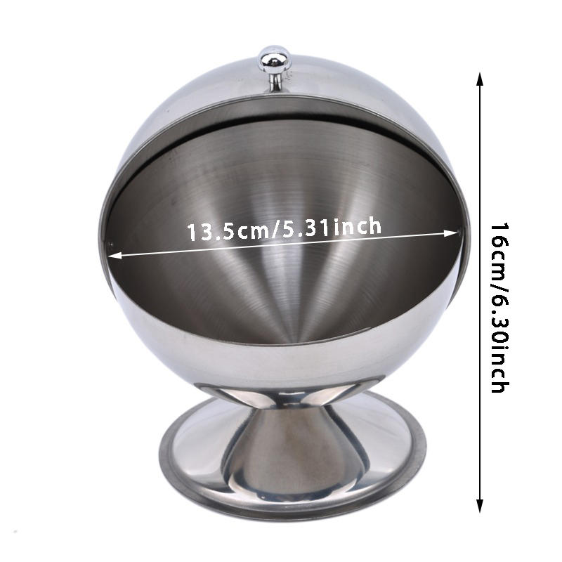 Stainless Steel Kitchen Spherical Sugar Bowl Seasoning Bottle Spice Tank Can Flip