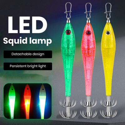 With Squid Hook Deep Drop Underwater Fish Collection Tool Lure Bait LED Luminous Lamp