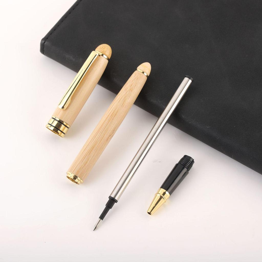 Retro Bamboo Wood Signature Fountain Pen Gift Set with Laser Logo