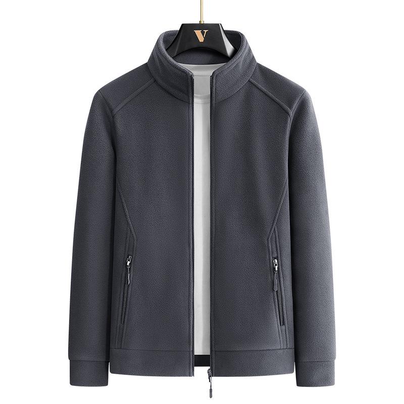 Men's Large Fleece Jacket: Warm Lined, Thickened for Autumn and Winter - Perfect for Middle-Aged Dads.
