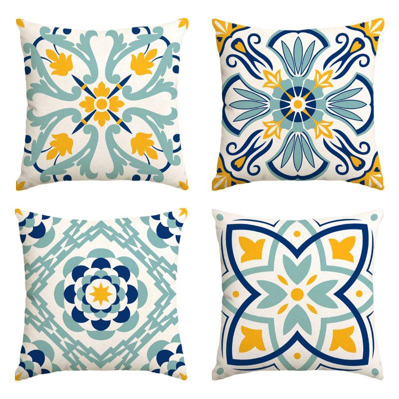 Colorful Floral Patterned Cushions for Sofa Decor Square polyester pillowcase, modern sofa decorative cushion cover