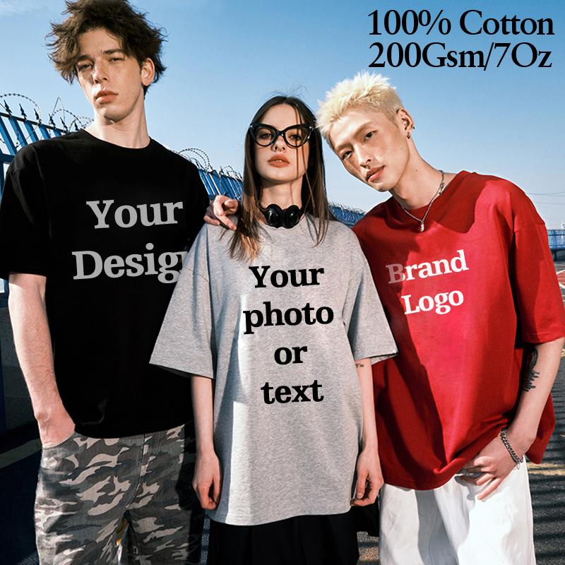Custom PRINT T Shirt 100 Cotton Customized Your Design Tshirt Diy Photo Logo Text Men Women Short Sleeve Long Sleeve Tee Shirt