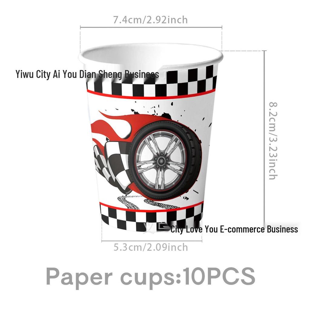 Grenzüberschreitendes Reifen Geburtstagsfeier Geschirrset: Teller, Tassen, Servietten, Banner, Spirale & Messer