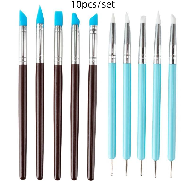 5/10Pcs Silicone Clay Sculpting Tool For Brush Modeling Dotting Nail Art Pottery Clay Tools Diy Carving Sculpting Tools