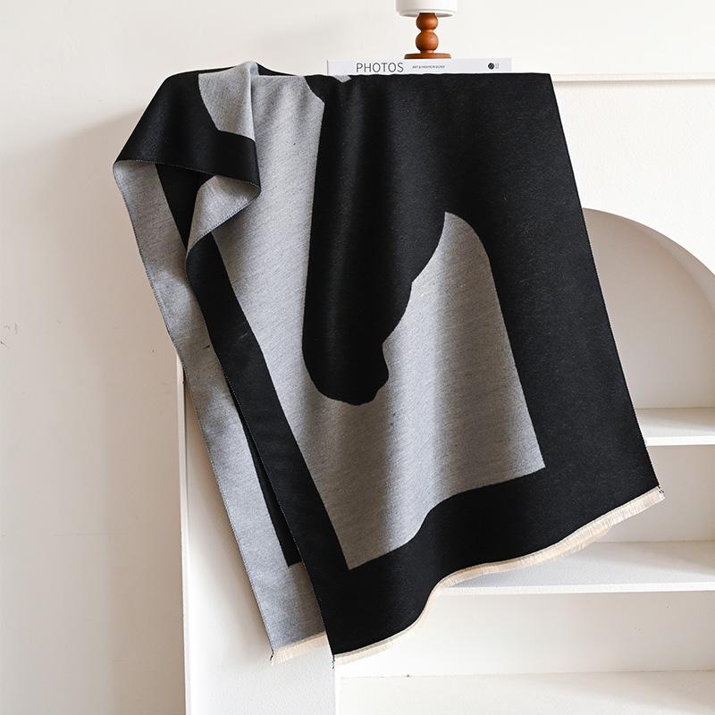 2024 Winter Animal Horse Jacquard Thick Cashmere Scarf Women Blanket Warm Office Pashmina Shawl Wraps Bufandas Poncho Echarpe