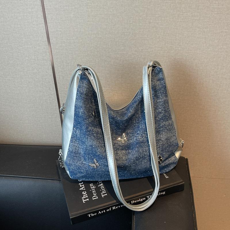 

Leisure commuting large-capacity bag, new women s shoulder handbag, contrasting color splicing tote bag королевский синий