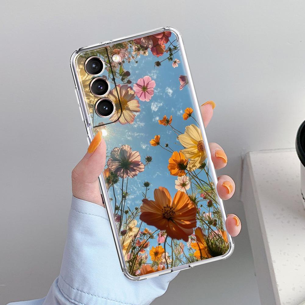 Phone Case For Samsung Galaxy S26 S25 S24 S23 S22 Ultra S20 S21 FE 5G Plus Soft Clear Cover Summer Colorful Flower