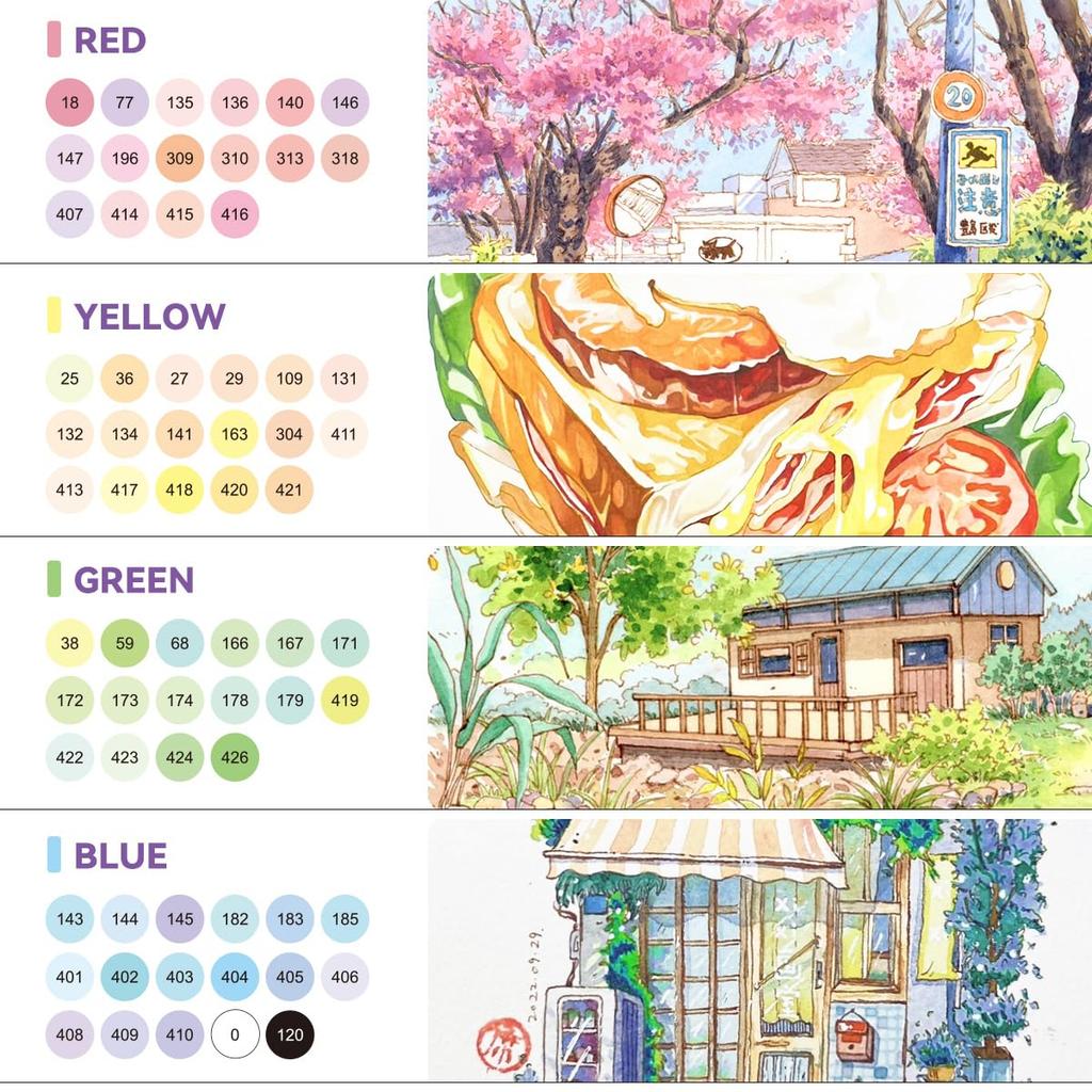 Arrtx OROS Illustration Alcohol 66 Pastel Color Art Marker Pens for and Sketching Markers, Light-Colored Markers, Brush-Type Notebooks, Illustrations,