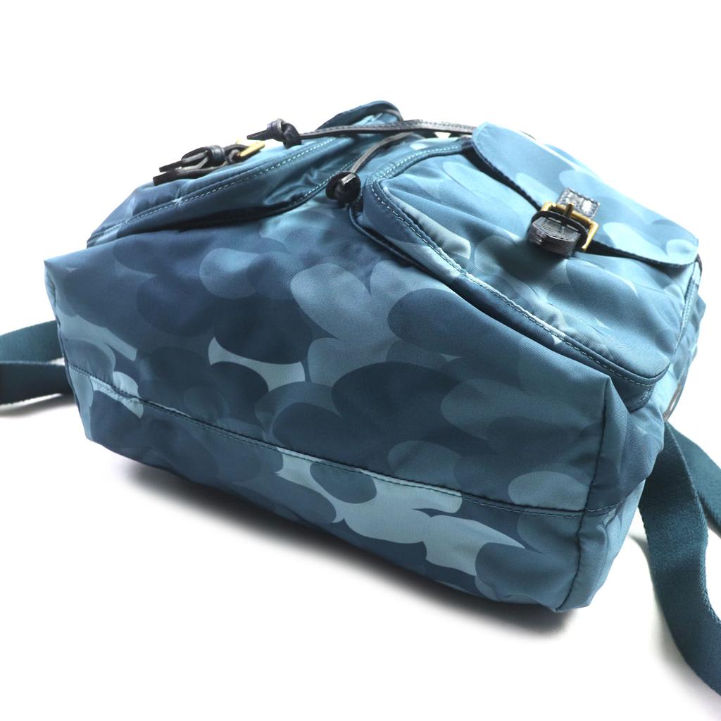 Pristine Felisi Backpack · Daypack All-over pattern, crocodile embossed leather drawstring bag Blue Nylon mens 15/56 Used