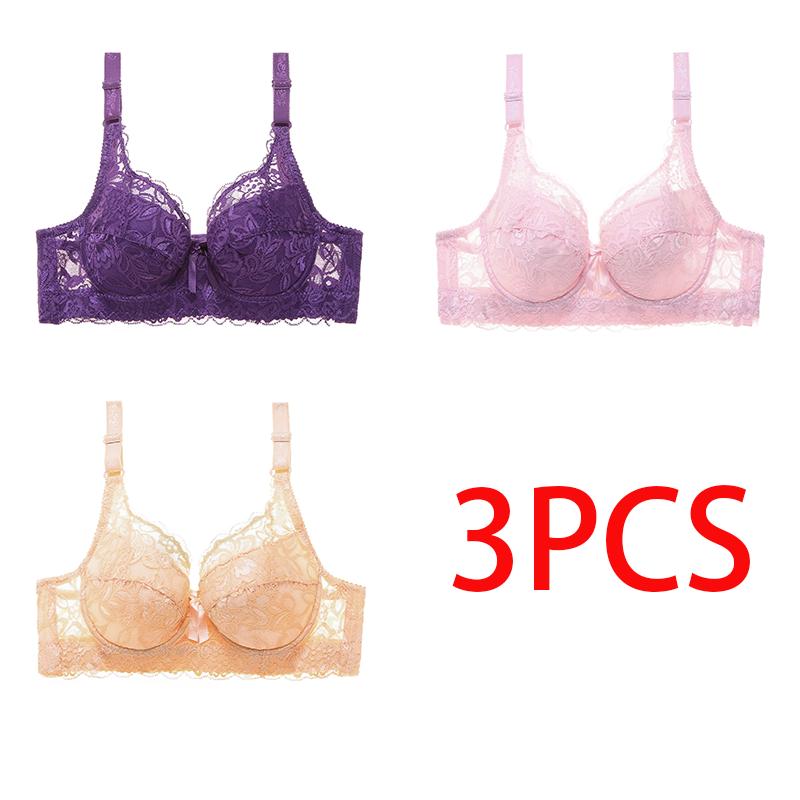 36-46 Plus Size Dame Ultratynn BH Bylgel Push-Ups Blonde BH BH Større bryst Ensfarget 3/4 stor kopp