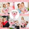 Crochet Flowers Crochet Flower Bouquet with Greeting Card Finished Handmade Knitted Flowers Roses & Lily Bouquet for Mother's Day Valentines Day