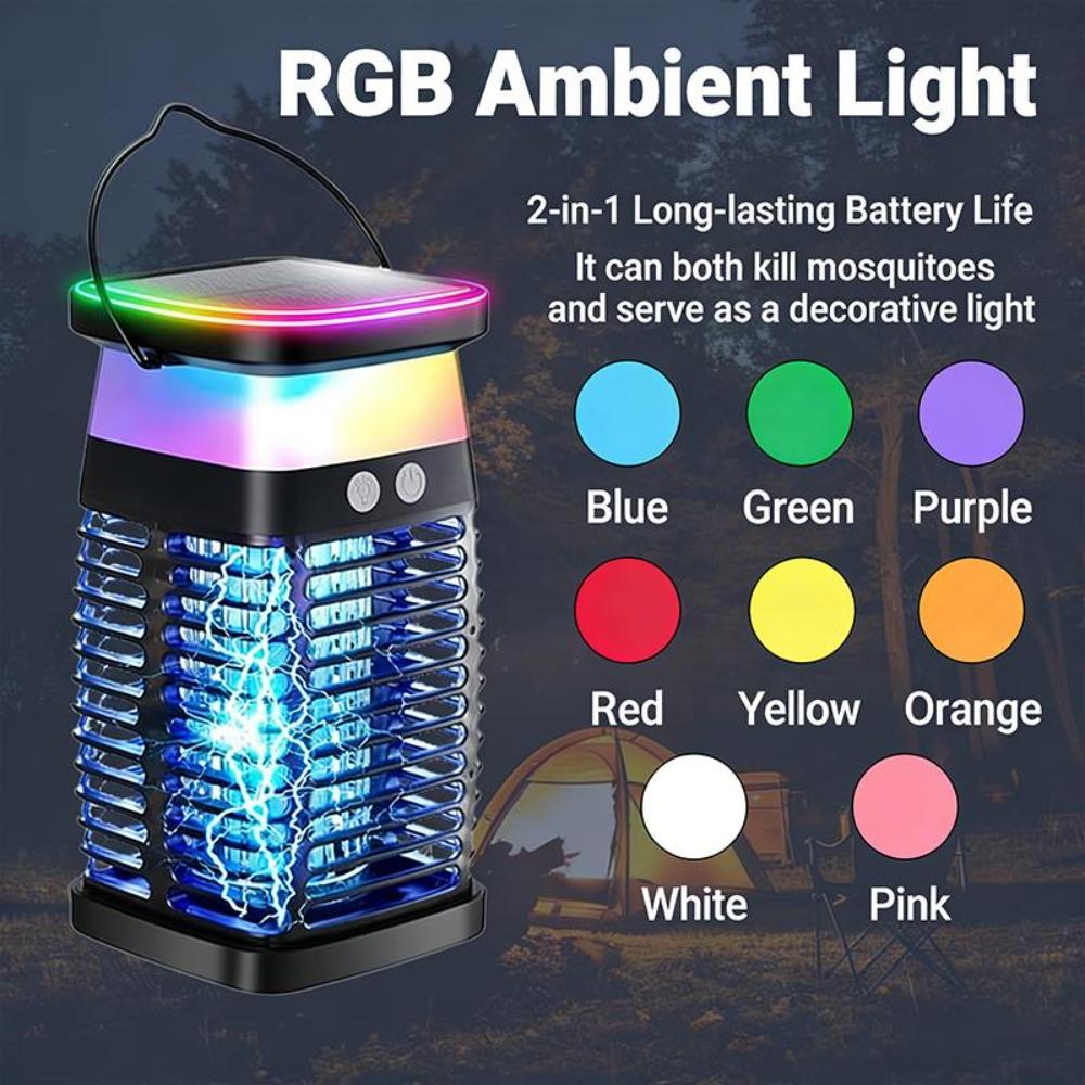 Solar Portable USB Mosquito Killer,Rechargeable Bug Zapper Lamp for Camping,Hiking,Travel,Indoor/Outdoor Use,Silent, Mosquito Repellent Alternative