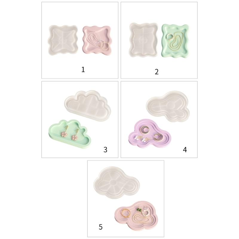 Storage Tray Plaster Silicone Mold DIY Jewelry Display Plate Epoxy Resin Mould Irregular Cloud Shape Cement Dish Making