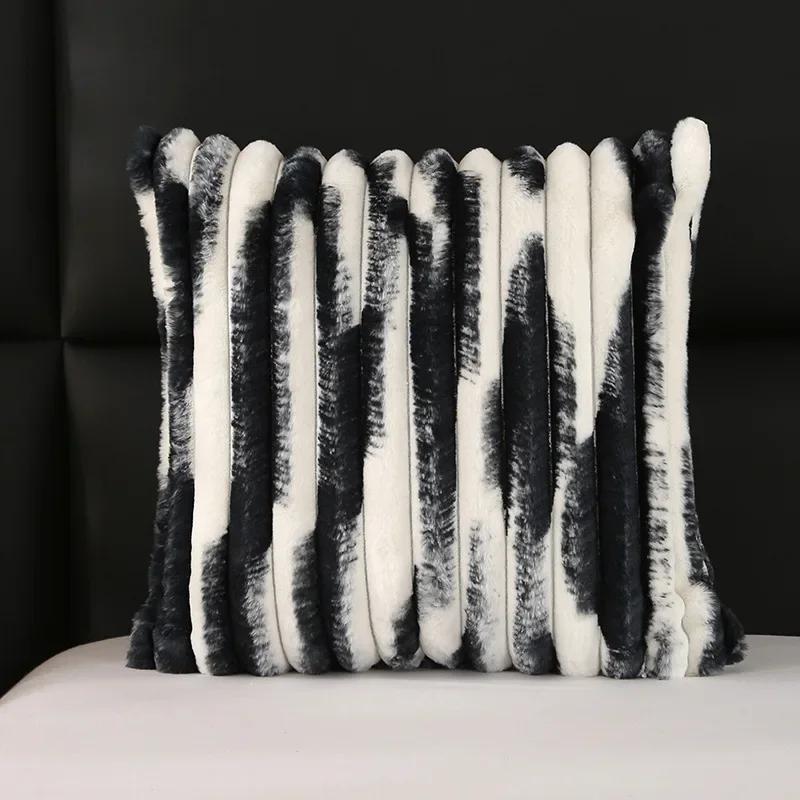 

Faux Rabbit Fur Cushion Cover 45x45cm Super Soft Fluffy Shaggy Pillows Cover Home Decor Pillow Case Plush Fur Cushion Covers 45x45cm чёрный