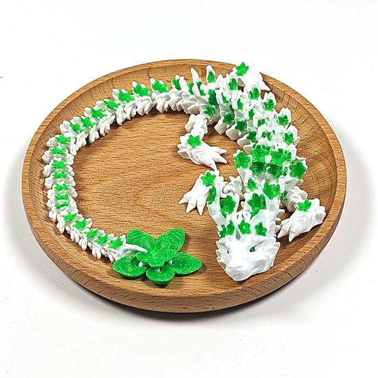 3D Printed Sakura Dragon 10.8 Inches Articulated Dragon with Movable Joints Rotating Cherry Blossom Tail Flexible Dragon Fidget Toy for Desk Decor