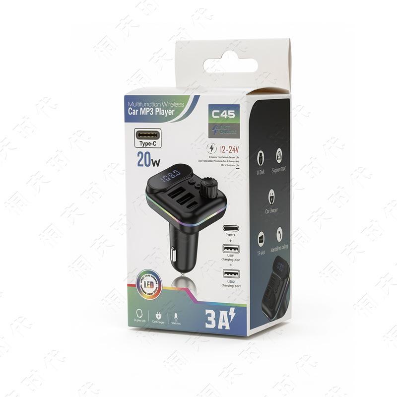 Car Bluetooth FM Transmitter with Fast Charging & MP3 Player C45 чёрный