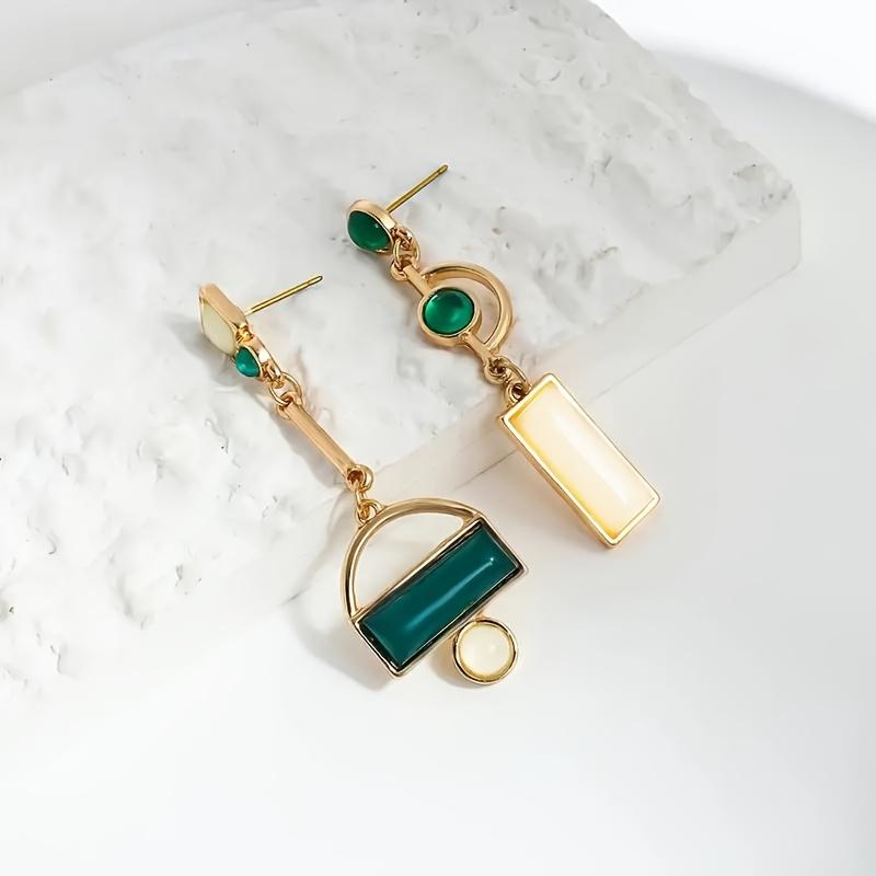 1 Pair Creative Women's Geometric Pendant Resin Asymmetric Jewelry, Very Suitable As A Gift for Bride and Bridesmaids