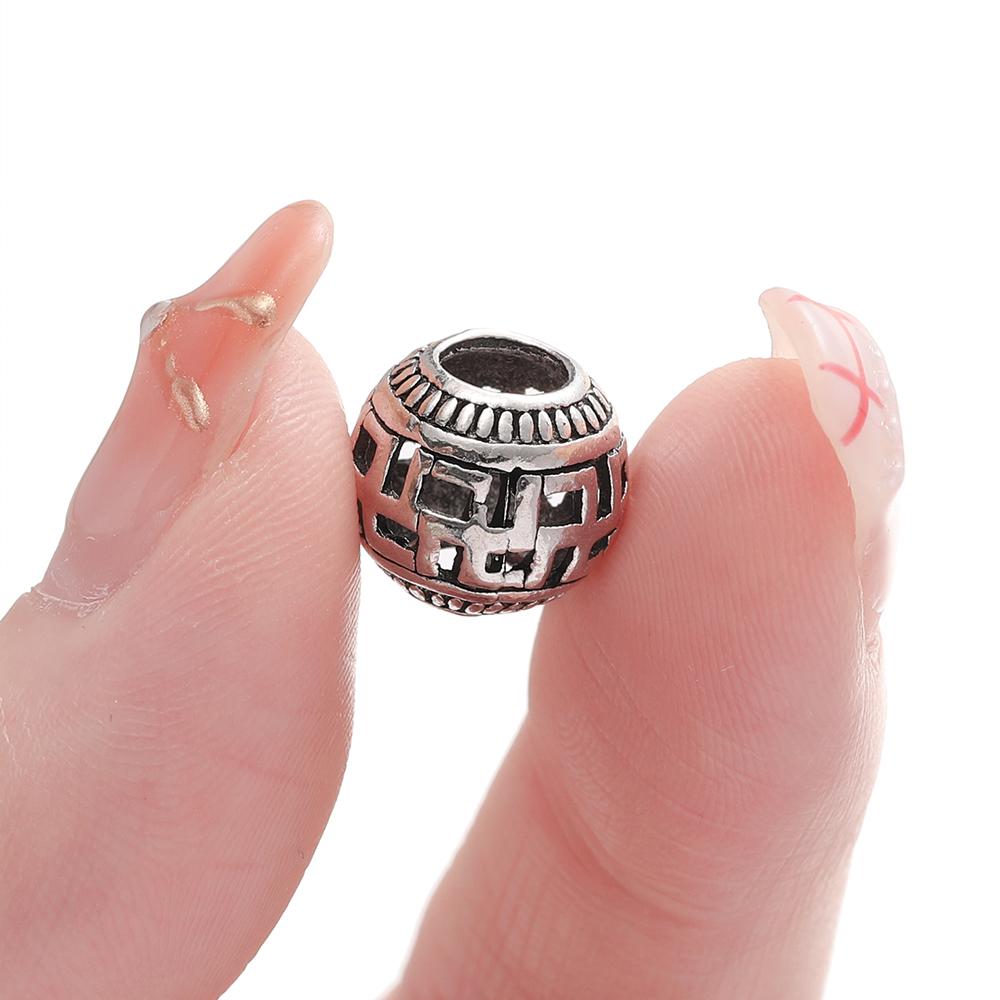 5pcs Multiple Styles Alloy Hollow Loose Bead Big Hole Spacer Beads for Bracelet Necklace Keychain Jewelry Making Accessories