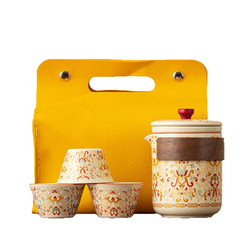 Portable tea set, go out carrying bag, one person drinking alone, travel express cup camping, single person outdoor tea making accompanying pot