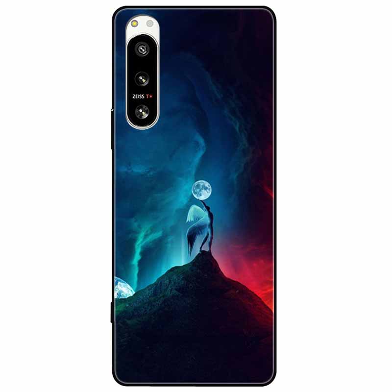 For Sony Xperia 5 IV / 10 IV Case 10IV Soft Black Silicone Forest Painted Phone Back Covers For Sony Xperia 1 IV Case TPU Coque