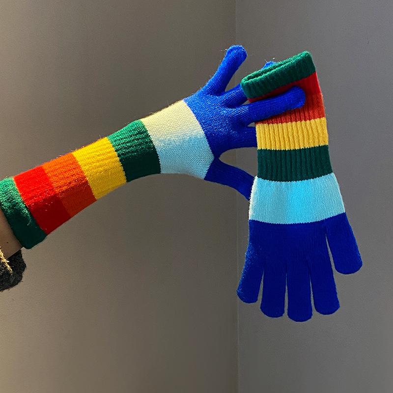 Autumn Gloves Plus Fleece Men's and Women's Fashion Jacquard Reverse Stitch Pineapple Winter Warm Glove Knitted Fingerless Glove