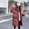 Down and Padded Jacket 2025 Winter New Korean Version of Over-the-knee Long Padded Jacket Women's Loose Thickened Jacket Hooded Cotton Jacket
