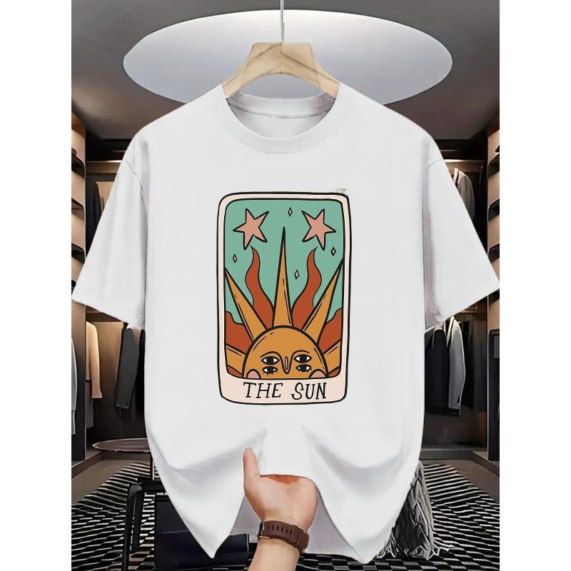 Men's Round-neck Short-sleeved T-shirt with Cartoon Pattern Print, a Fashionable, Casual, and Versatile Style