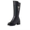 Womens Ankle Boots High Quality Leather Casual Boot Fashion High Heeled Ankle Boots for Women Plush Warm Winter Boot