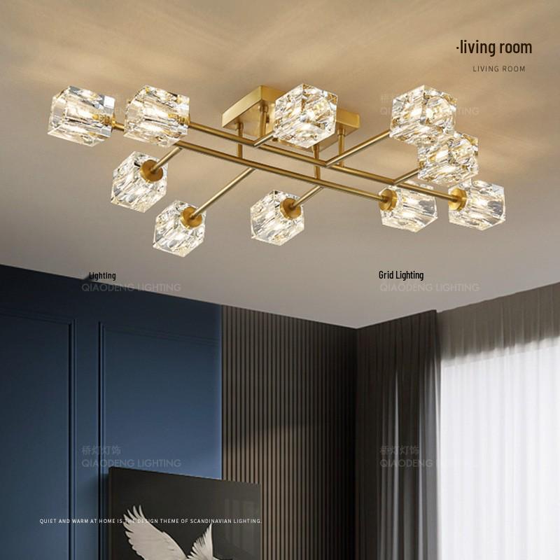 Nordic Luxury All-Copper LED Ceiling Lamp with Crystal Design