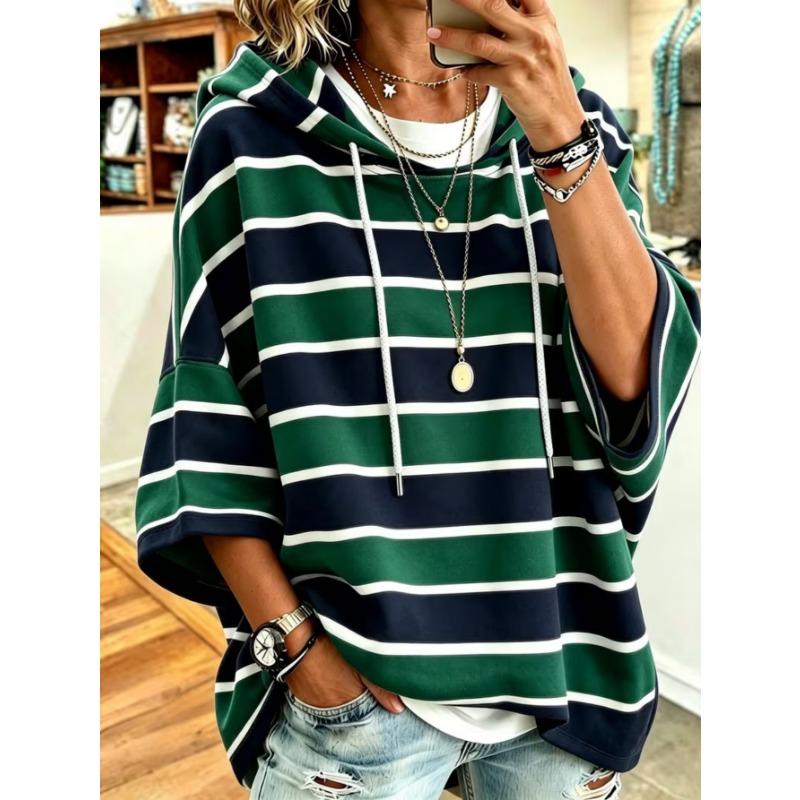 Women's Plus-Size Hooded Sweatshirt, Elegant Comfortable Simple Pattern Print,Fashionable and Versatile
