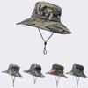 Camouflage Bucket Hat Men's Summer Outdoor Sun Protection Visor Breathable Mesh Mountaineering Fishing Hat Foldable Big Eaves Hat