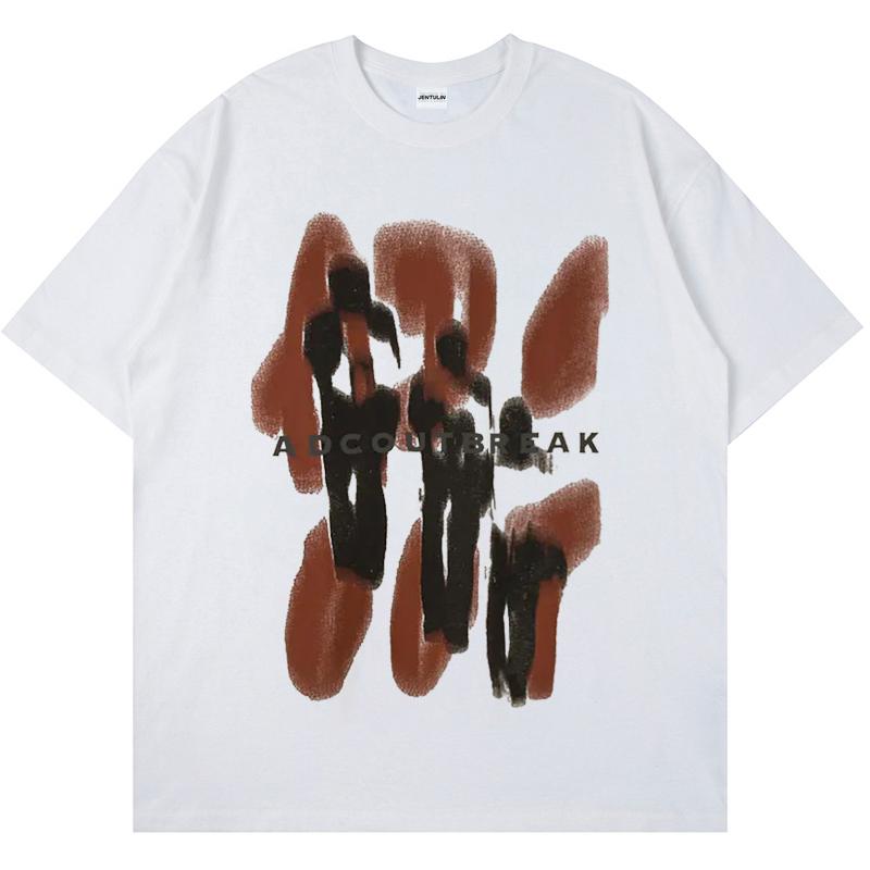 

Harajuku Men Tshirt Grunge Shadow Graphic Print Punk Gothic TShirt Tops Cotton Hip Hop Loose Short Sleeve Tee Shirts Streetwear 4XL