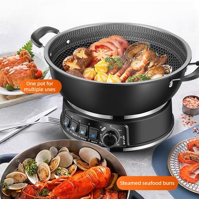 Multi-functional Electric Frying Pan New Upgrade Honeycomb Non-Stick Pan Household Steaming Soup Electric Wok