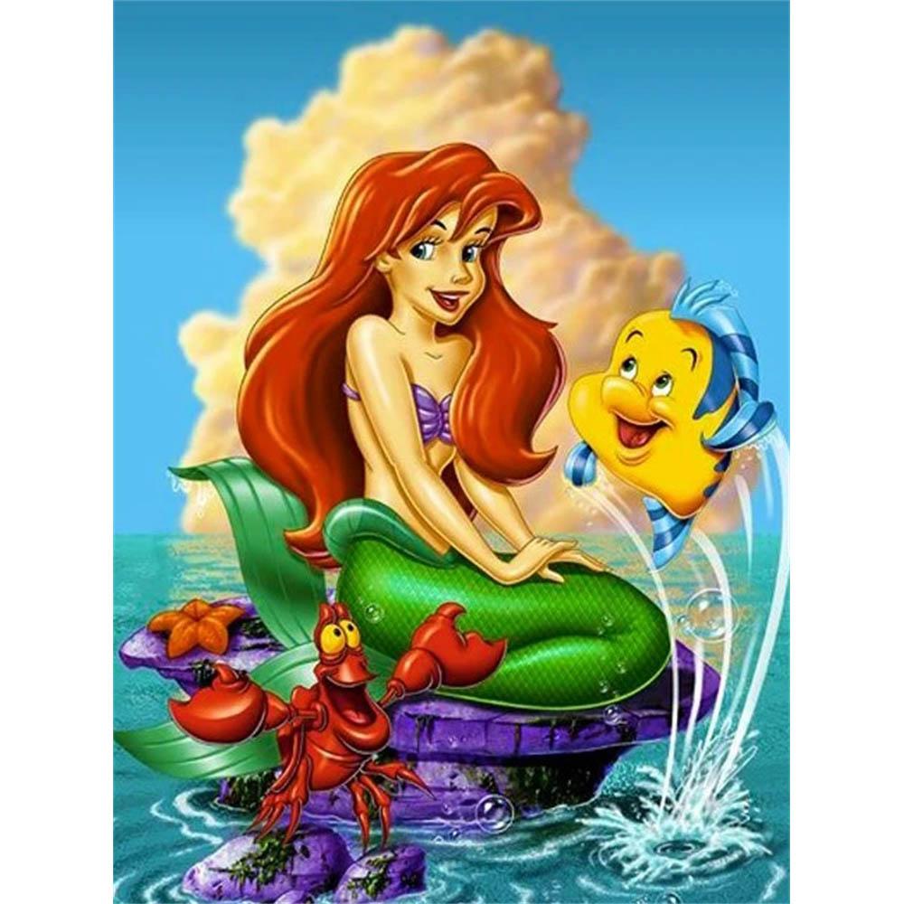 Disney La Sirenetta Ariel Collezione Oceano Pittura Diamante 5D Piena di Diamanti Fai da Te Pittura Diamante Fatta a Mano Cartone Animato Decorazione Kit Pittura