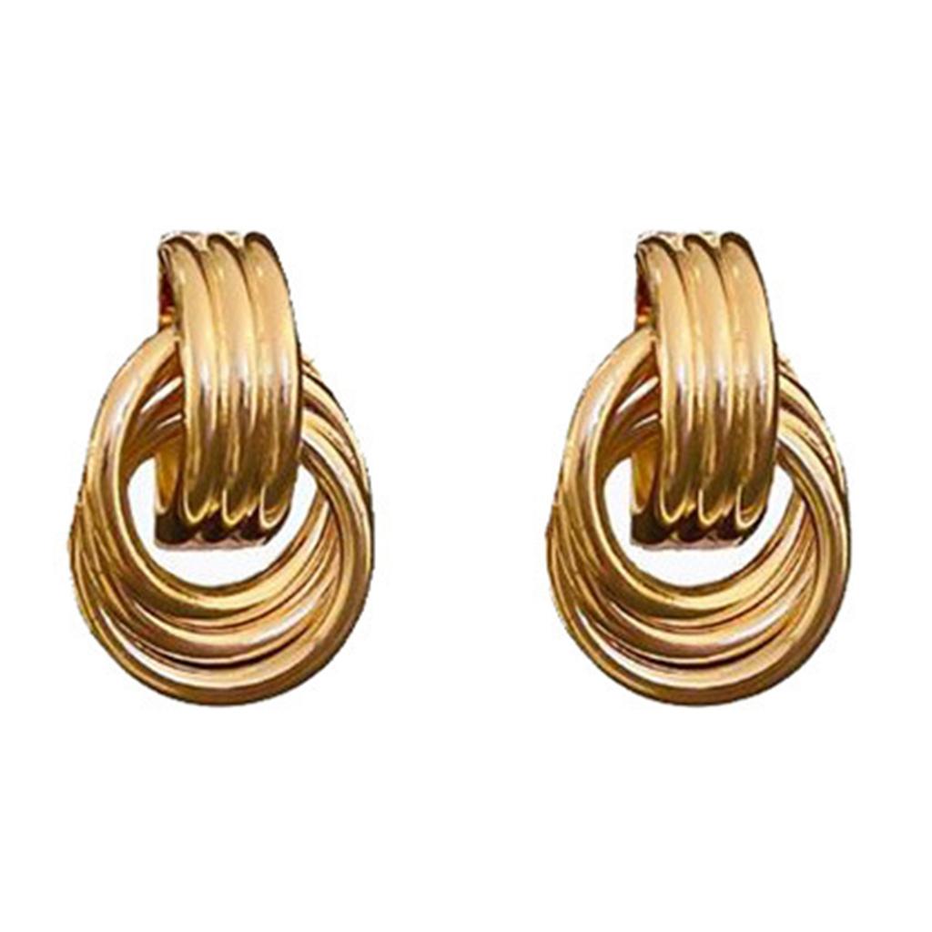 Dainties Double Hoops Earrings Gold and Silver Plated Comfortable Portable Statement Jewelry for Women Casual Wear