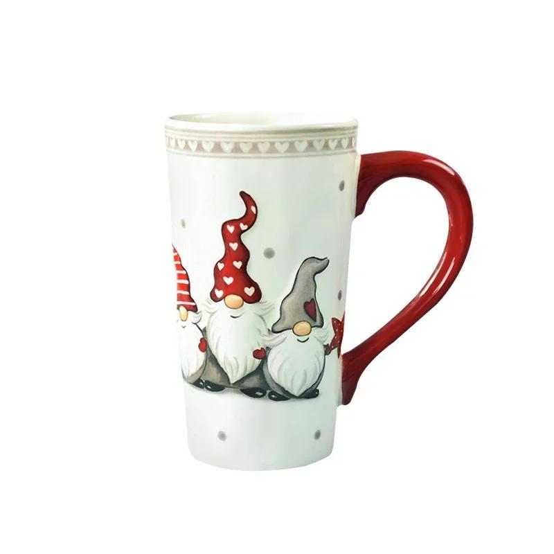 550ML Faceless doll Christmas Ceramic Mug 3D Relief Santa Claus Elk Coffee Cup Couple Water Cup Household Milk Mug Xmas Gift