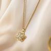 Korean Style Rotating Zircon Clover Windmill Necklace, Non-Fading Titanium Steel Clavicle Chain
