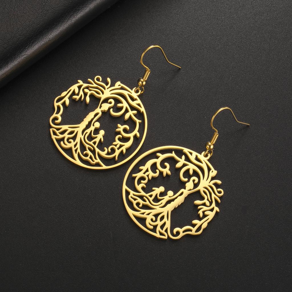 LIKGREAT Hot Sale Son Daughter Stainless Steel Tree of Life Drop Earrings Girls Boys Earring Jewelry for Women Family Gifts 2025