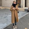 Women's Mid-Length Double-Breasted Wool Camel Coat - Autumn/Winter Korean Style Trend