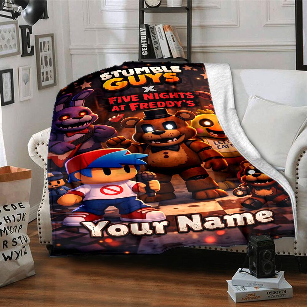 Stumble Guys Personalized Text Blanket Throw Customizable Blanket Durable Comfort Suitable for Seaside Couch Nap Chair for All Occasions