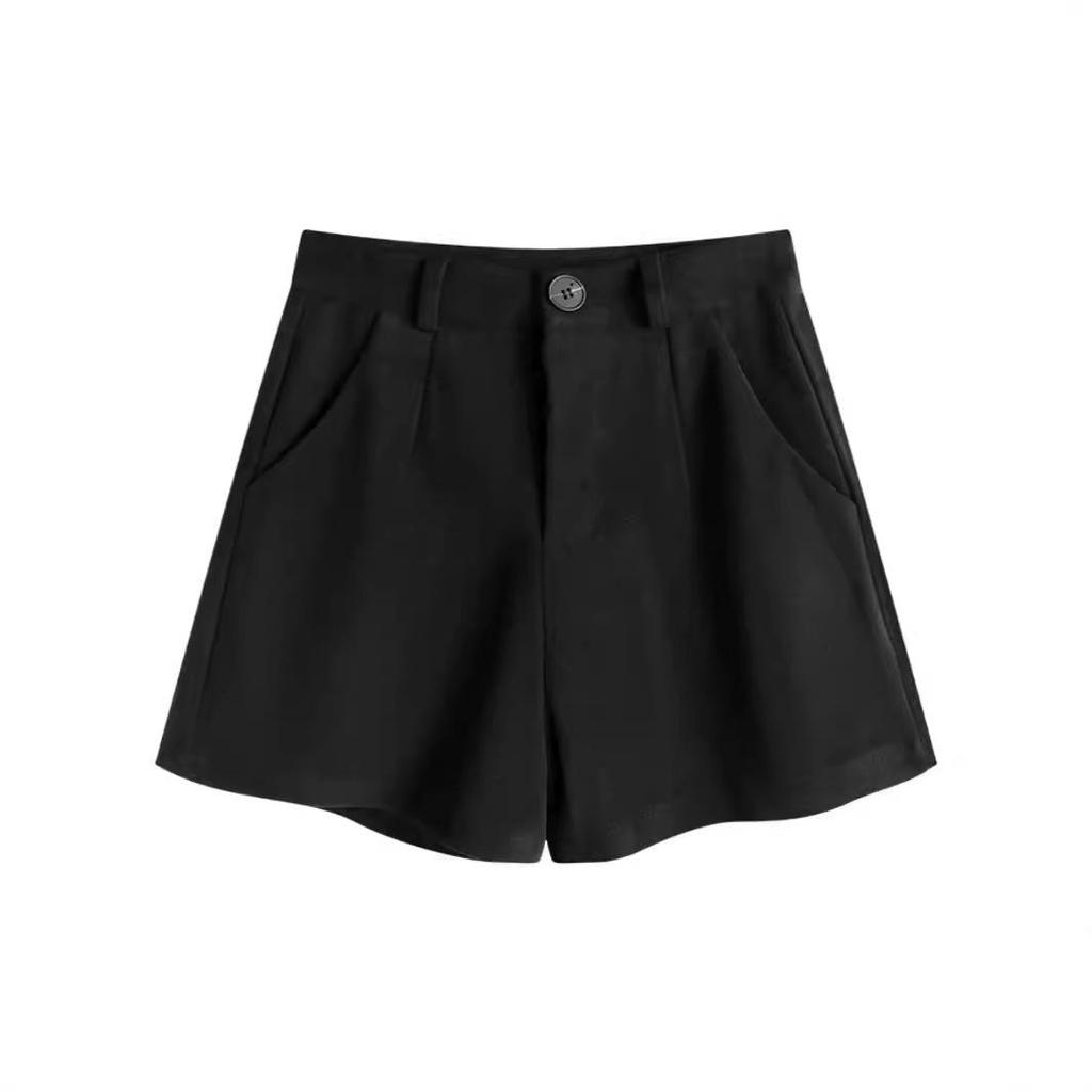 Women's Woolen High-Waist A-line Shorts - 2024 Autumn/Winter Fashion, Korean Style, Slimming Wide-Leg Design