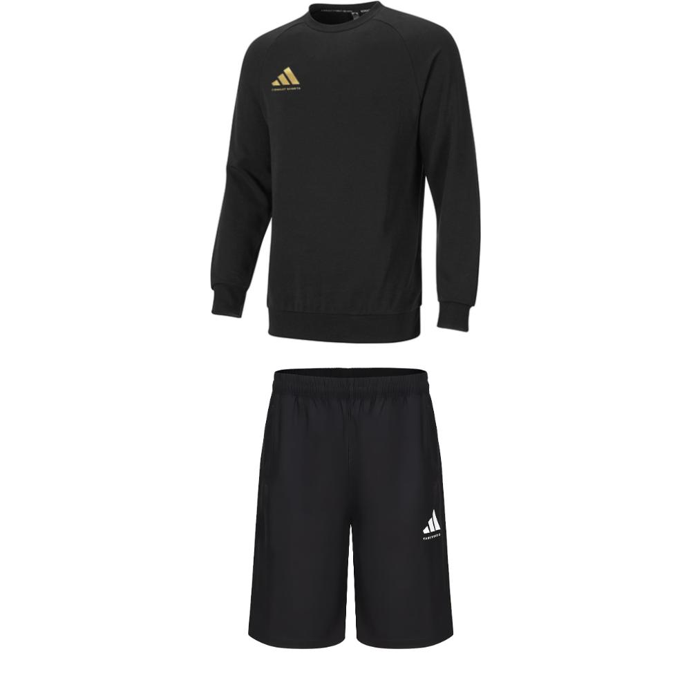 

Adidas Comfortable Pullover Crew Neck Long Sleeve Sweatshirt Fashion Simple Drawstring Shorts Casual Sports Suit ACLLSPS3CS-BG+S21ATMSH3T-BW S