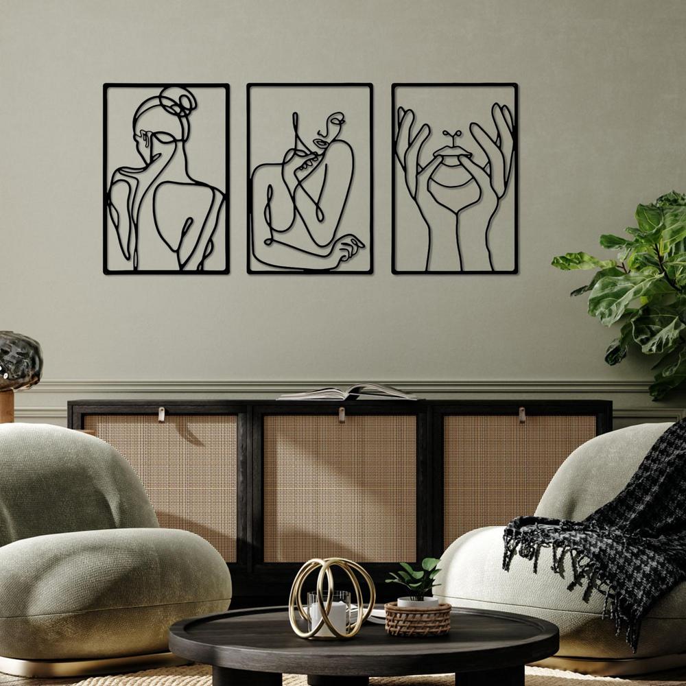 Metal Wall Painting Iron Wall Hanging Decoration Nordic Woman Silhouette Home Decor Macrame Wall Ledges Living Room Decor Gift