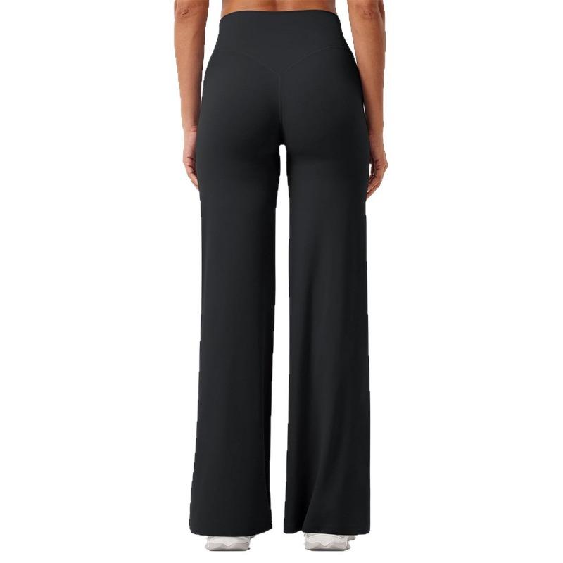 Women's High Waist Flare Yoga Pants Solid Color Stretch Workout Wide Leg Trousers