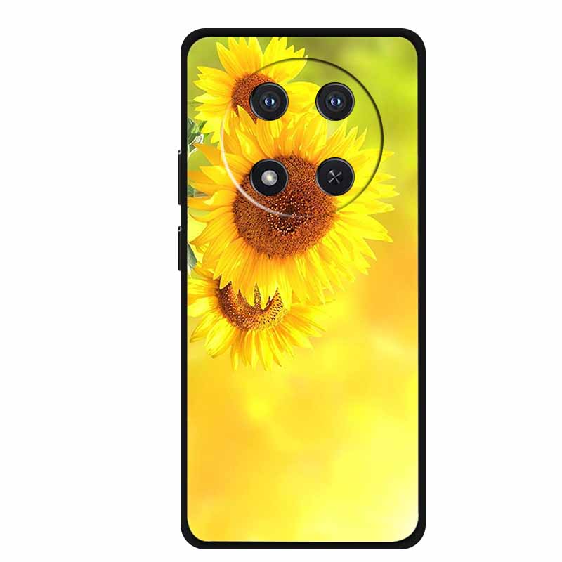 For Honor X9c Case X 9 c Coque Flowers Black Silicone TPU Soft Back Cover For Honor Magic 7 Pro Magic7 5G lite Phone Case Funda