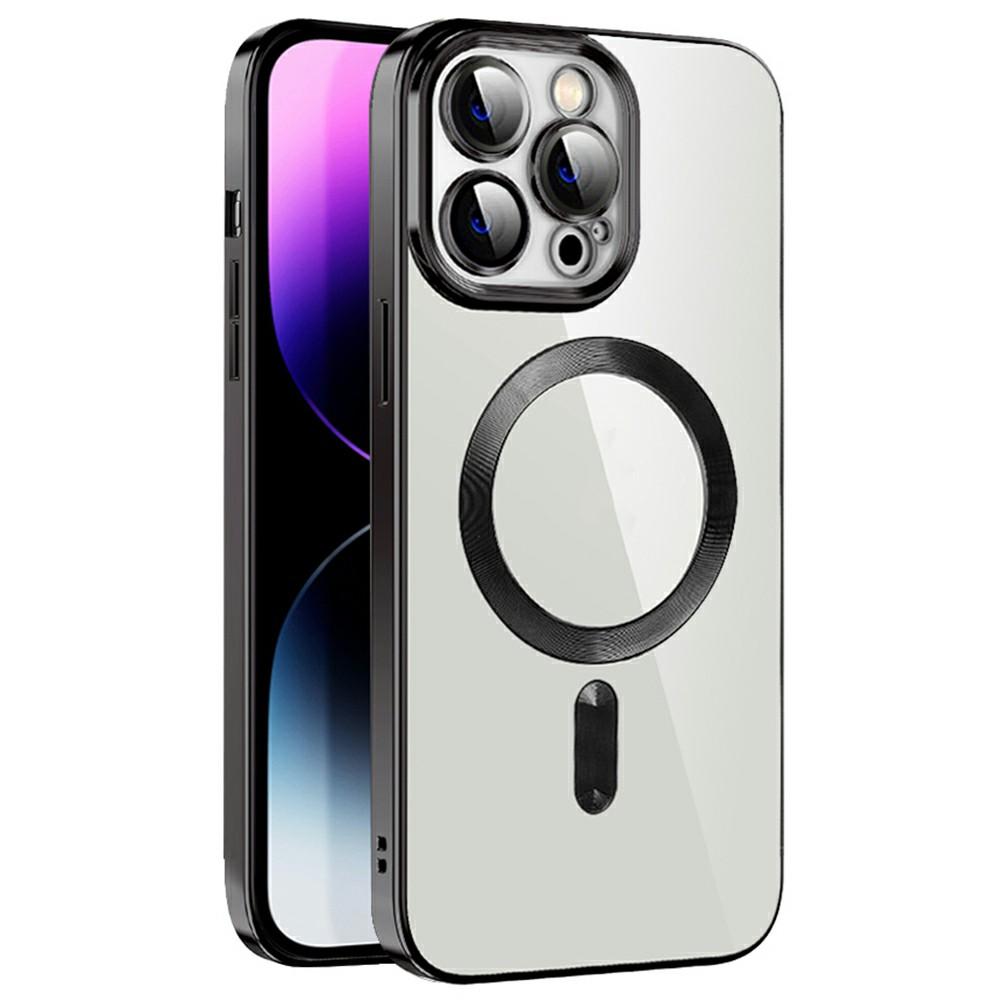 

For iPhone 15 Pro Case Compatible with MagSafe TPU+PC Clear Back Cover Black