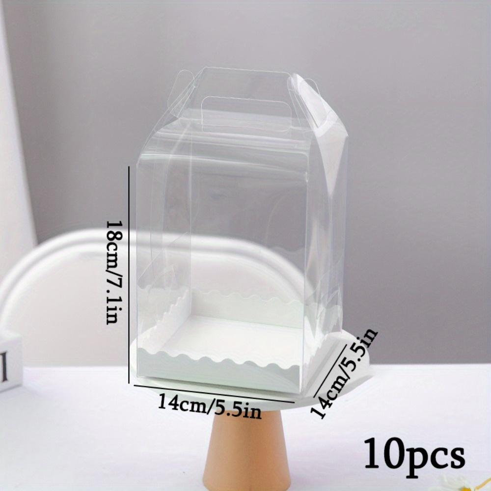 10pcs Clear Gift Boxes with Handles Transparent Cake Boxes Plastic Display Box Portable Single Cake Containers Party Favors Boxes Clear Cake Box