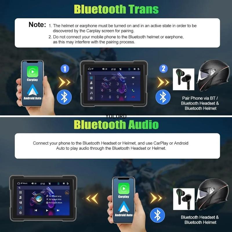 5 Inch Portable Motorcycle Wireless Carplay & Android Auto IPX7 Video Recorder Bluetooth DVR 5.0 Display Screen Navigator