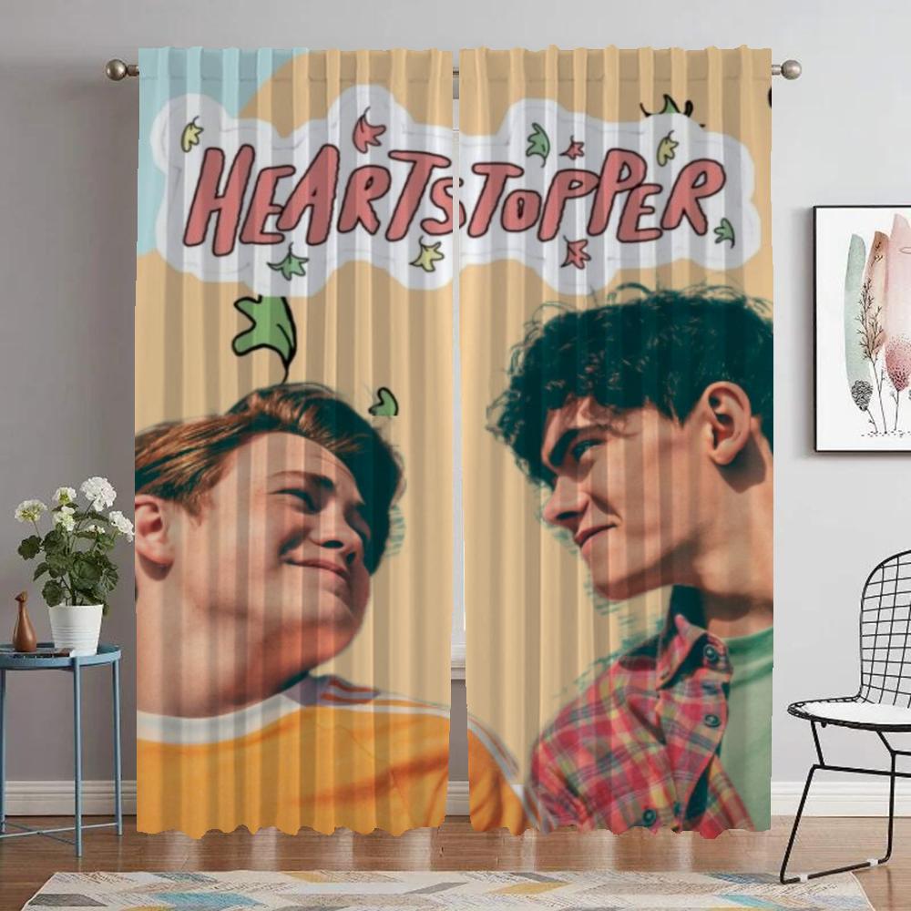 

Heartstopper Drapes Child Space Windowpane Drape for Space 2 Panel Covers Sheer for Bedchamber Halloween Ornament Divider Livingroom W60xH90cmx2pcs-CL