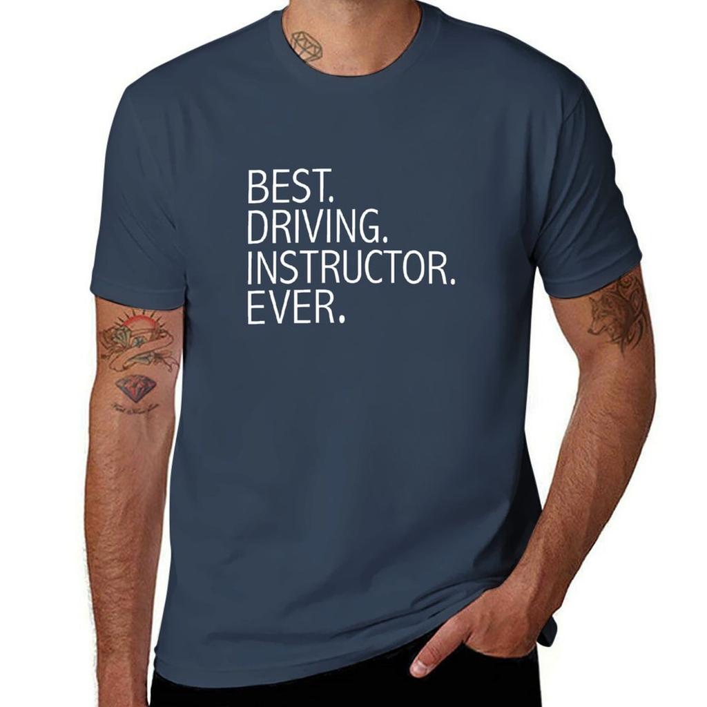 Best Driving Instructor Ever Career Graduation T-Shirt Black Cotton T-shirt Plain for Man Package T-Shirt